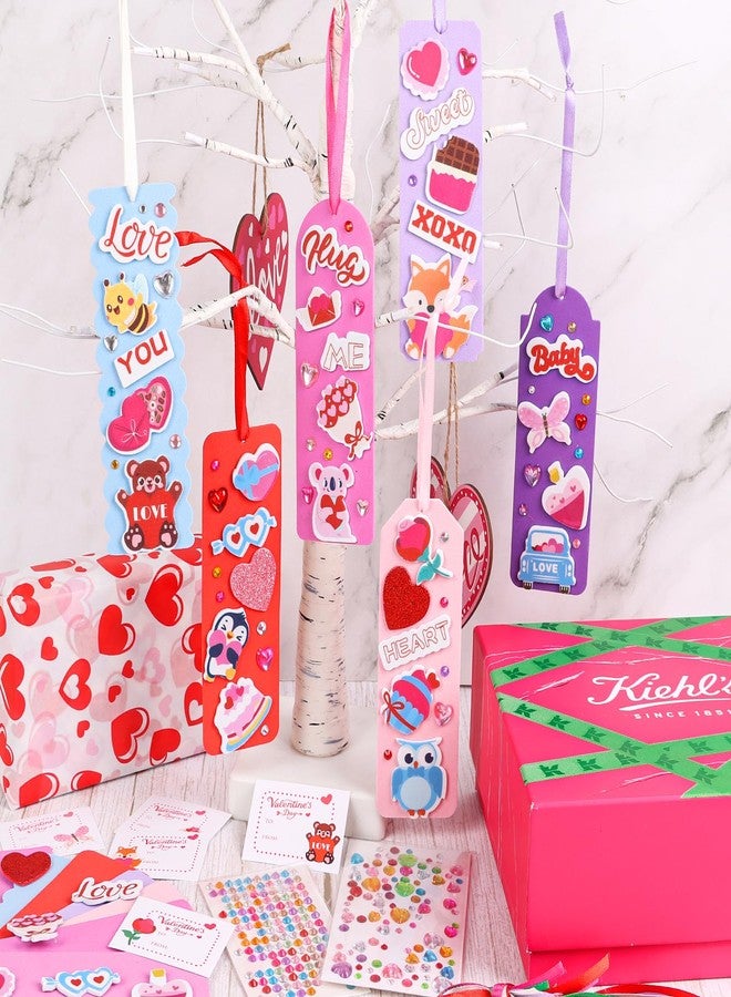 STEFORD 24 Sets Valentine DIY Bookmark Craft Kit, Valentine's Day Foam Stickers Funny Bookmarks Crafts Bulk for Kids School Classroom Activities Party Reading Gift Exchange - Image 5